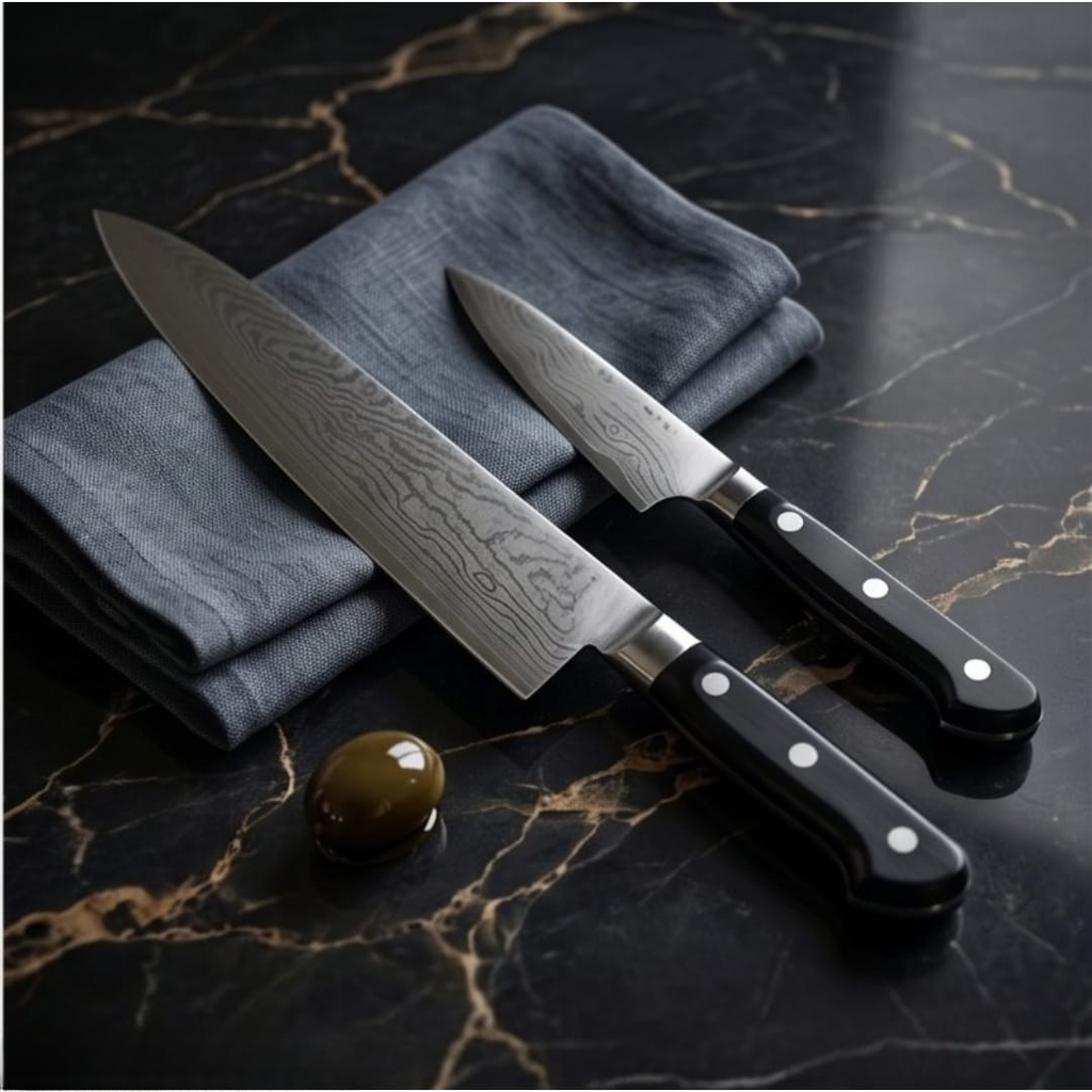 Tojiro Classic Damascus 2 Piece Chef's & Paring Knife Set