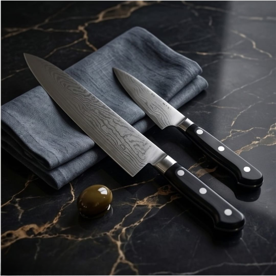 Tojiro Classic Damascus 2 Piece Chef's & Paring Knife Set
