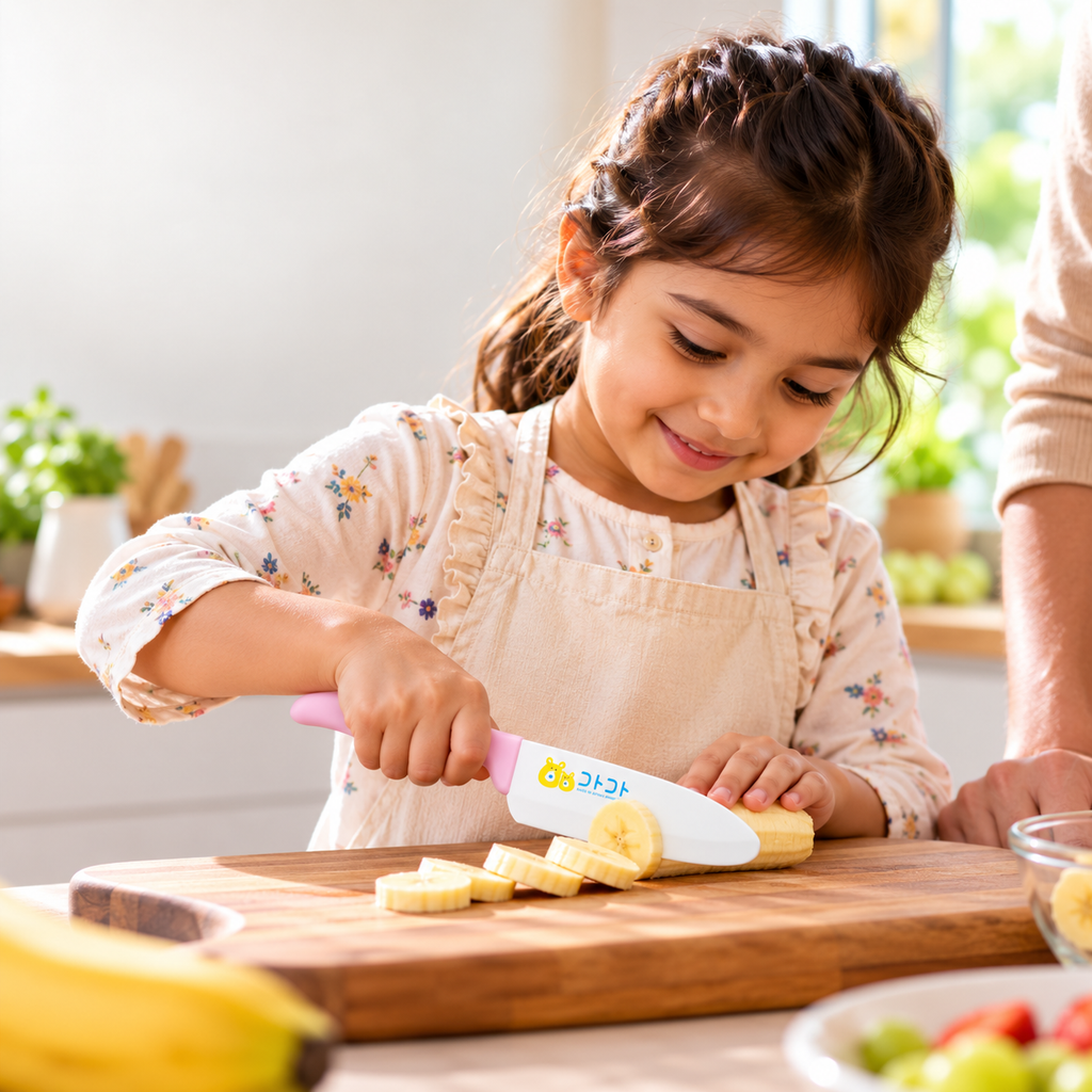 Shimomura KOTOKOTO Kids' Easy-Grip Kitchen Knives – Pink