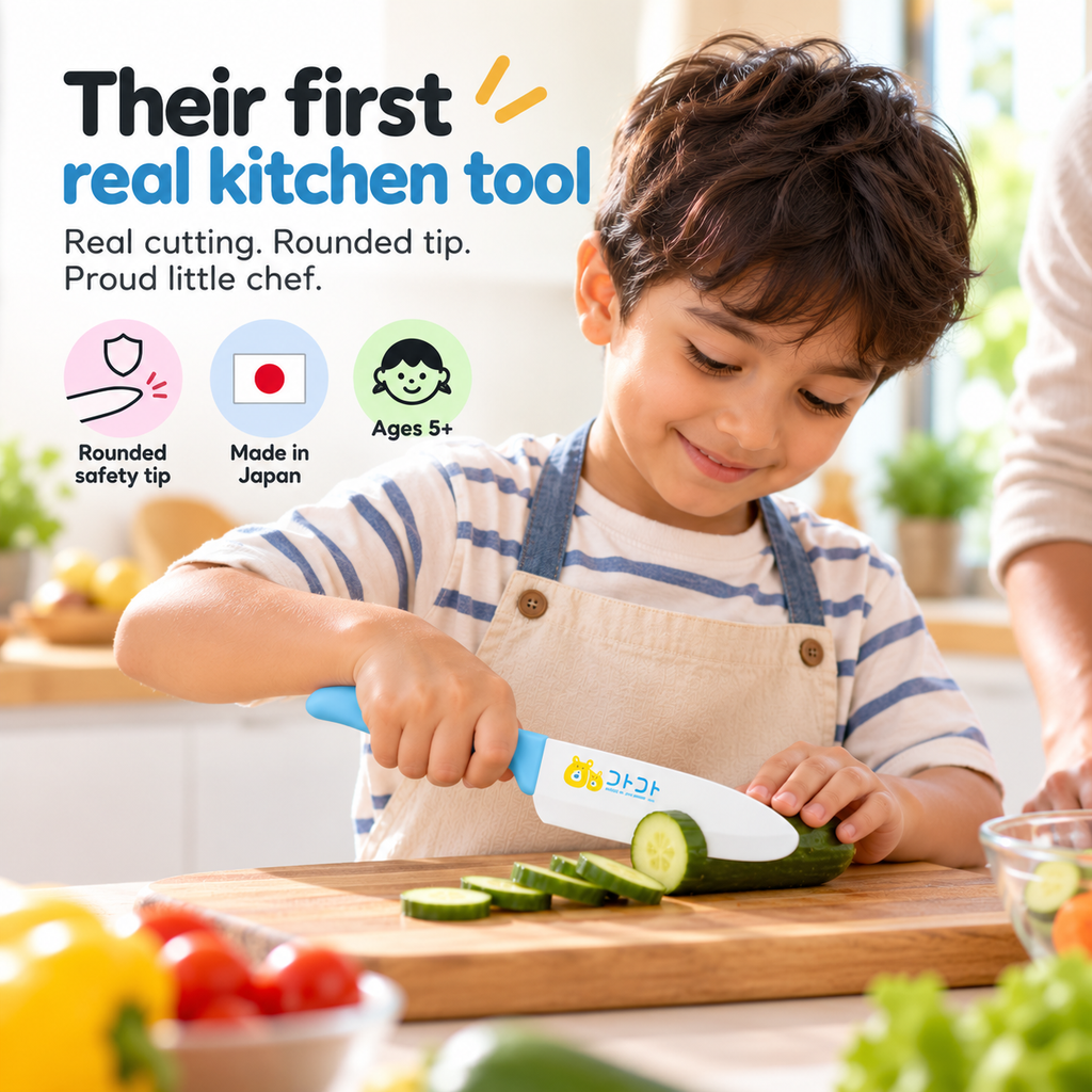 Shimomura KOTOKOTO Kids' Easy-Grip Kitchen Knives – Pink