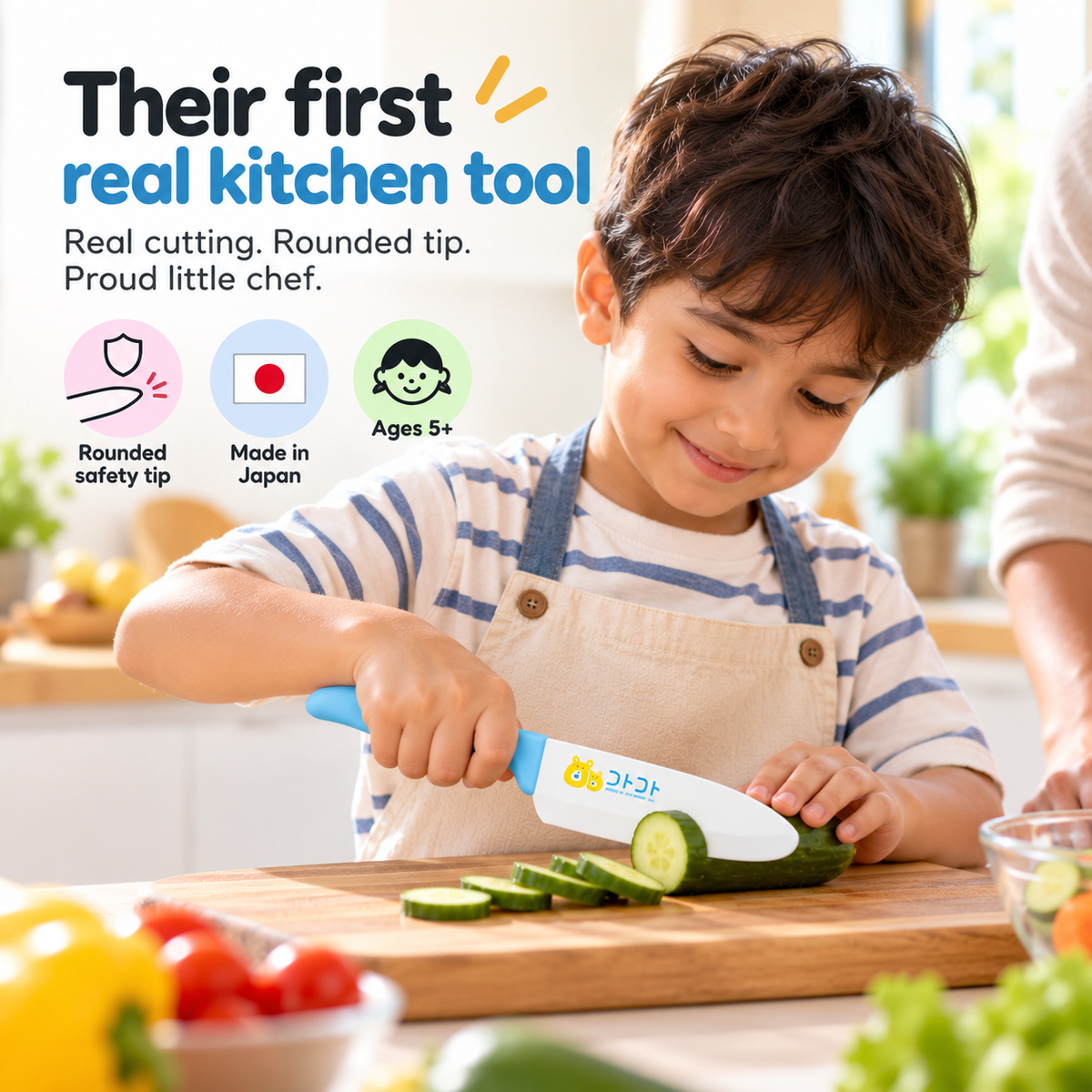 Shimomura KOTOKOTO Kids' Easy-Grip Kitchen Knives – Pink