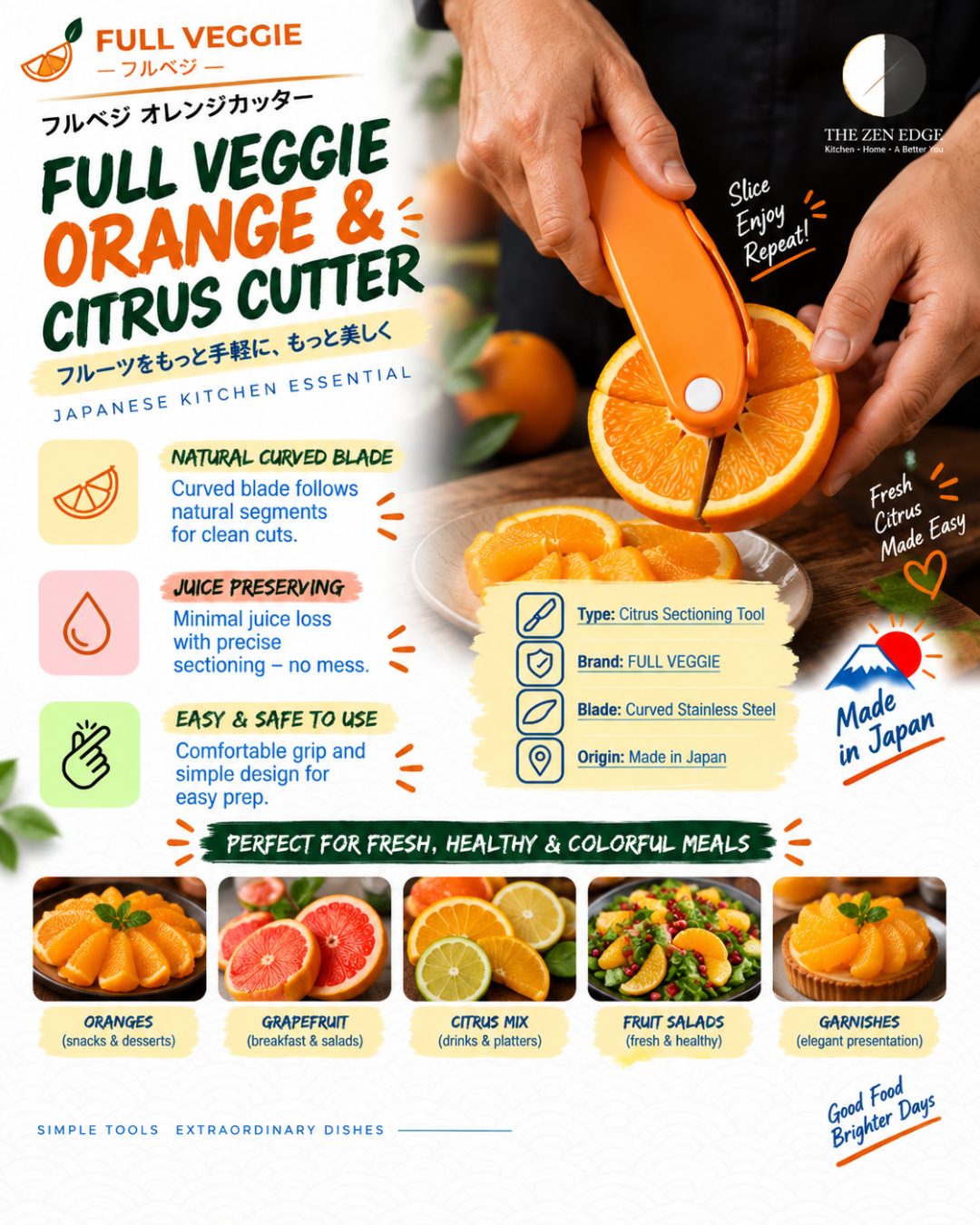Shimomura FULL VEGGIE Orange & Citrus Cutter