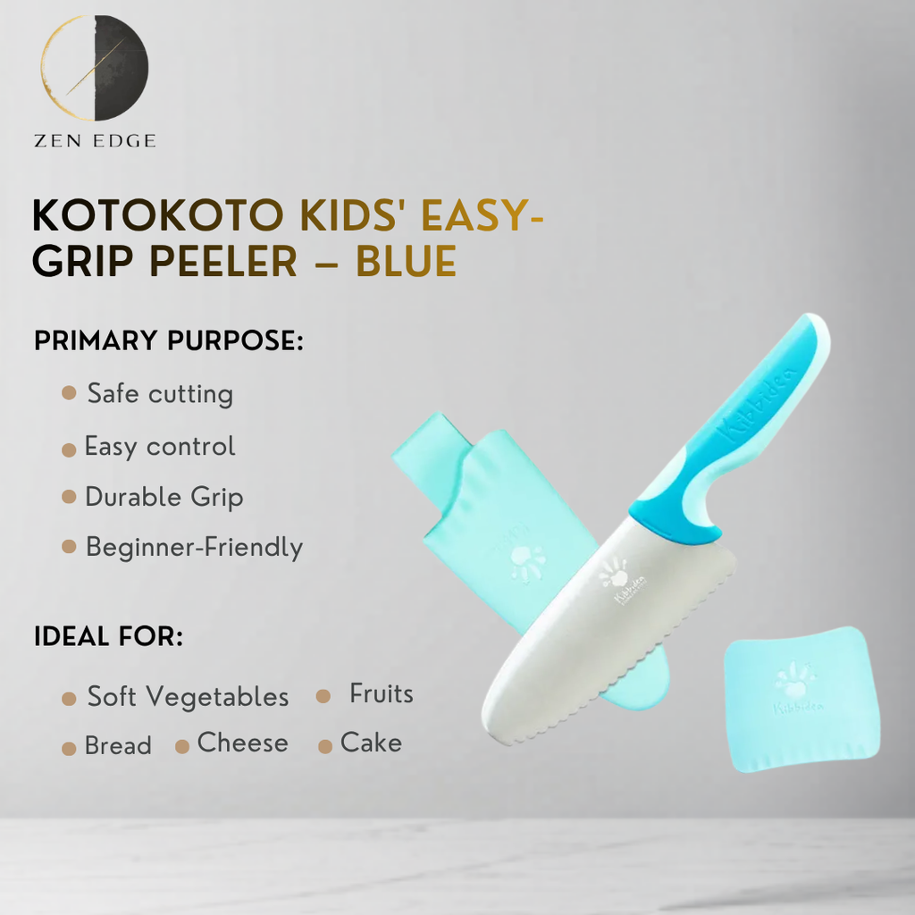 KOTOKOTO Kids' Easy-Grip Kitchen Knife – Blue