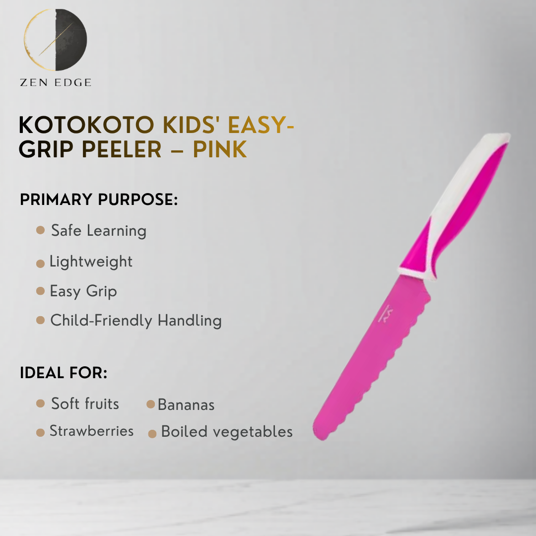 KOTOKOTO Kids' Easy-Grip Peeler – Pink