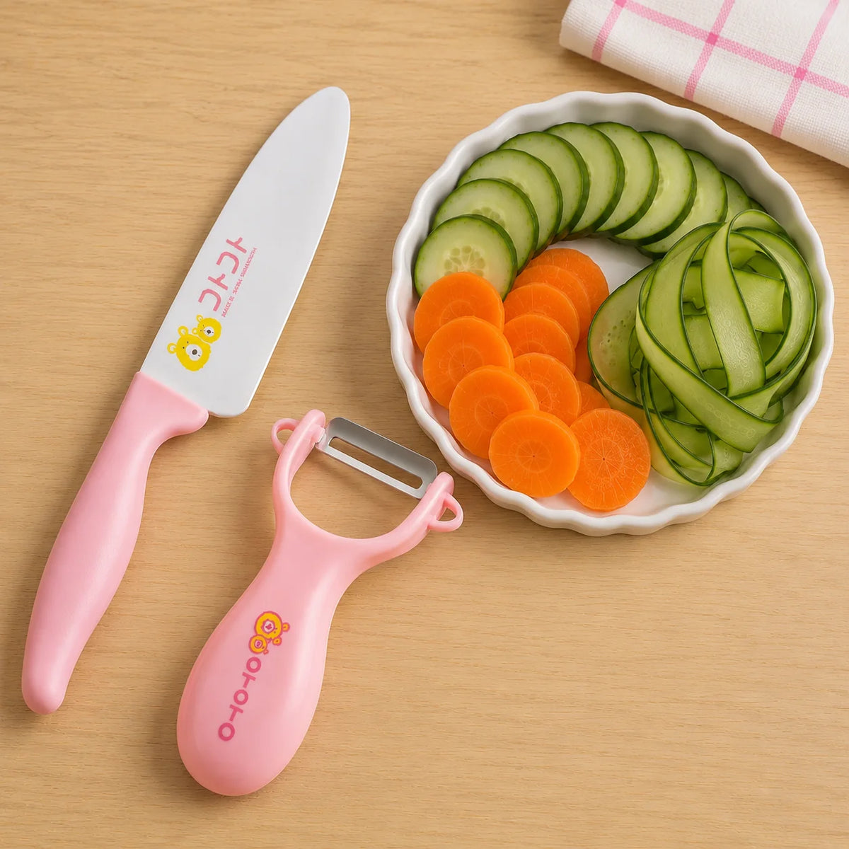 Shimomura KOTOKOTO Kids' Easy-Grip Kitchen Set – Pink
