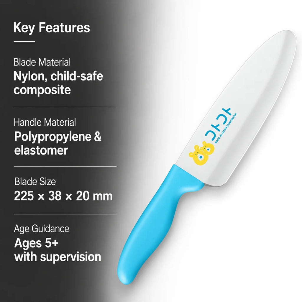 Shimomura KOTOKOTO Kids Easy-Grip Kitchen Knife – Blue