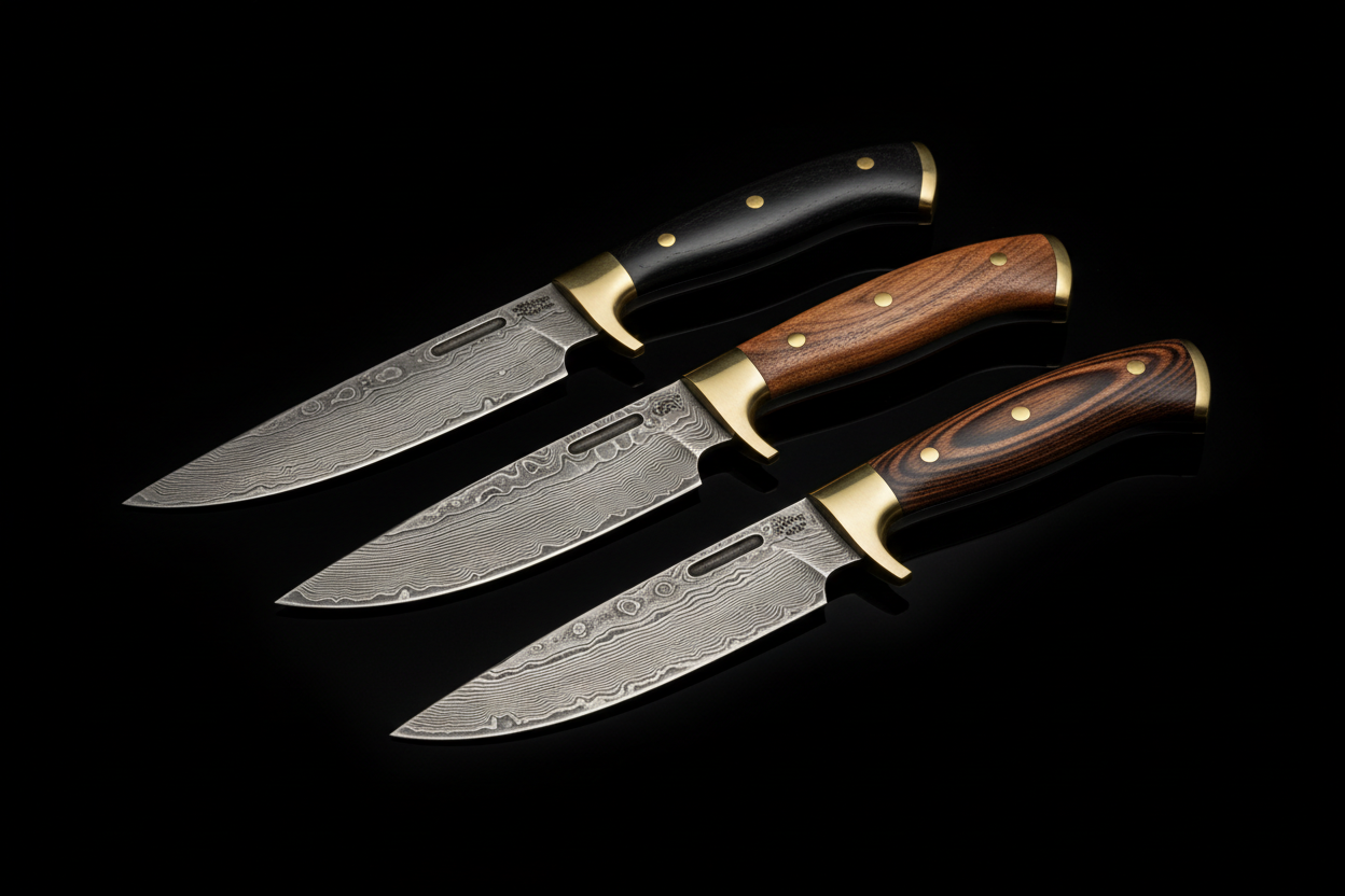 generate image for handmade collection of knife for black constract section