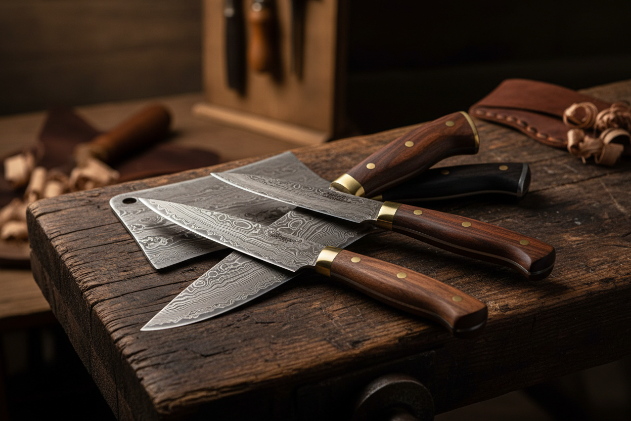 generate image for handmade collection of knife